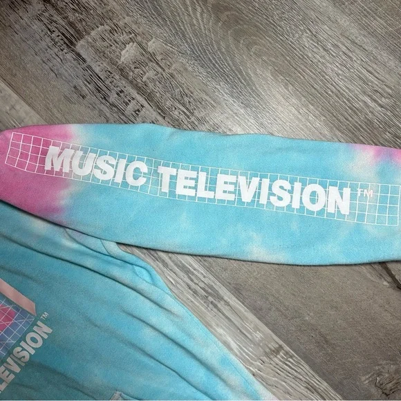 MTV Pastel Pink and Blue Tie Dye Hoodie with Logo Small - Picture 3 of 11